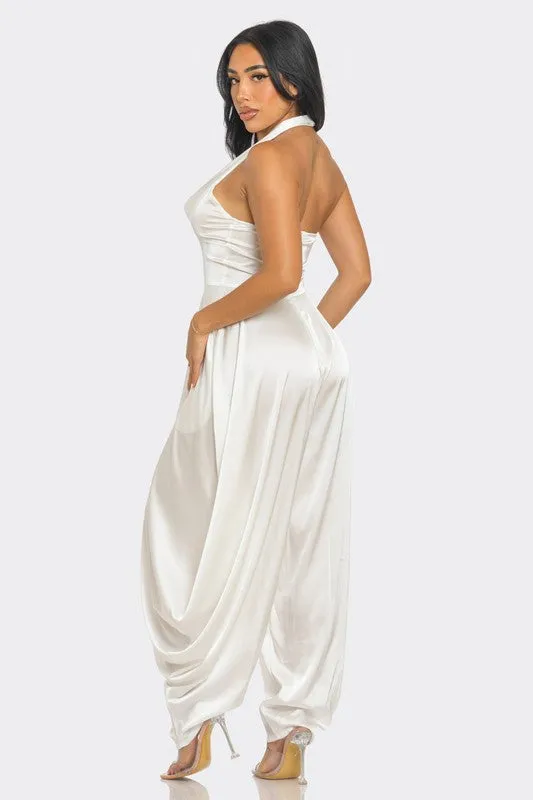 Ivory White Halter Style Serenity Jumpsuit