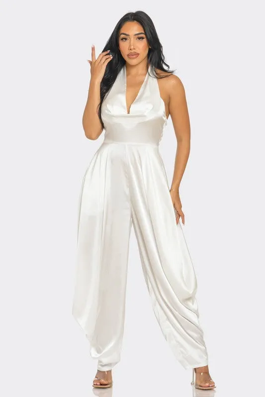 Ivory White Halter Style Serenity Jumpsuit