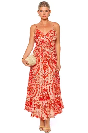 Jaipur Red Crossover Maxi Dress