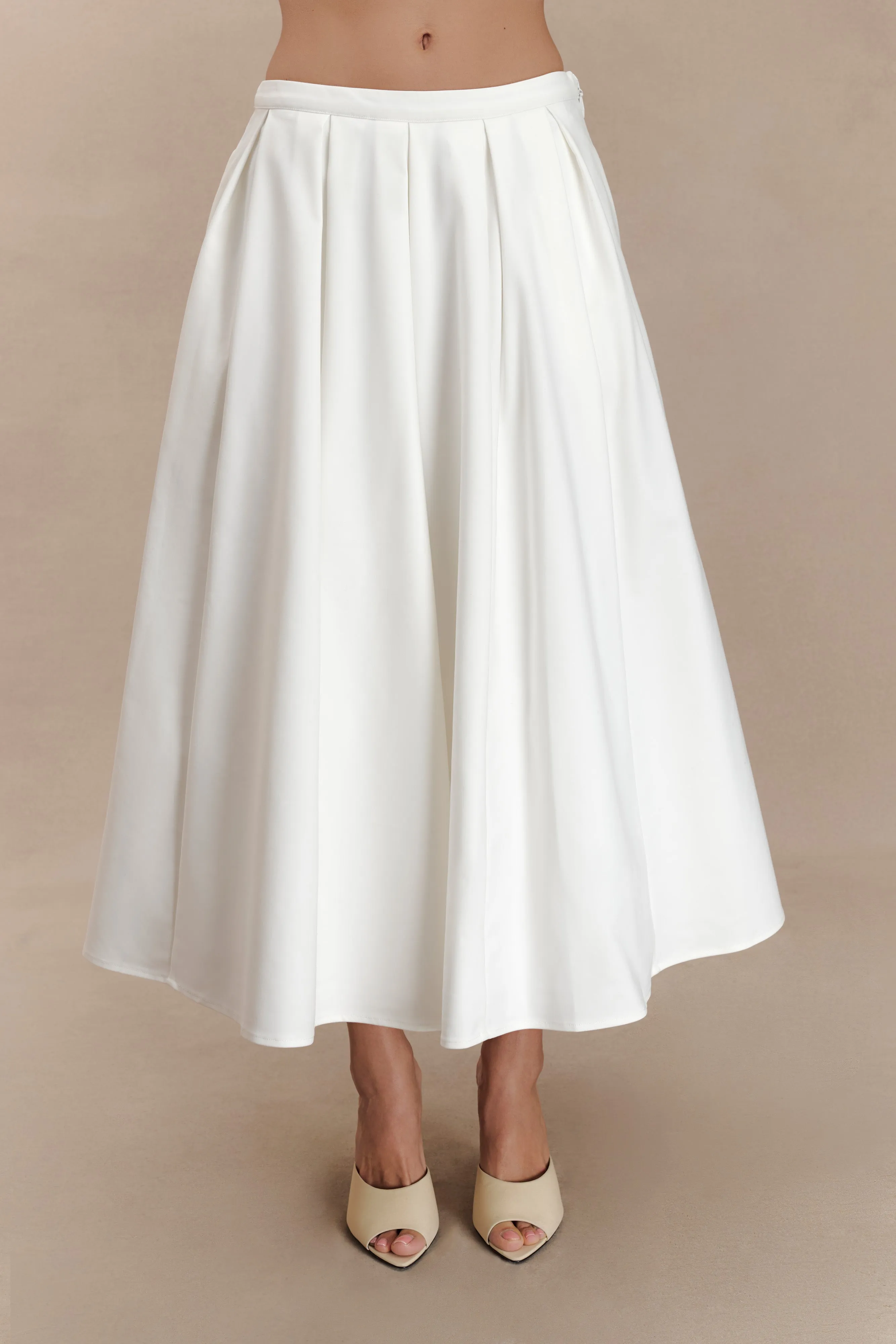 Jemima Cotton Midi Skirt - White