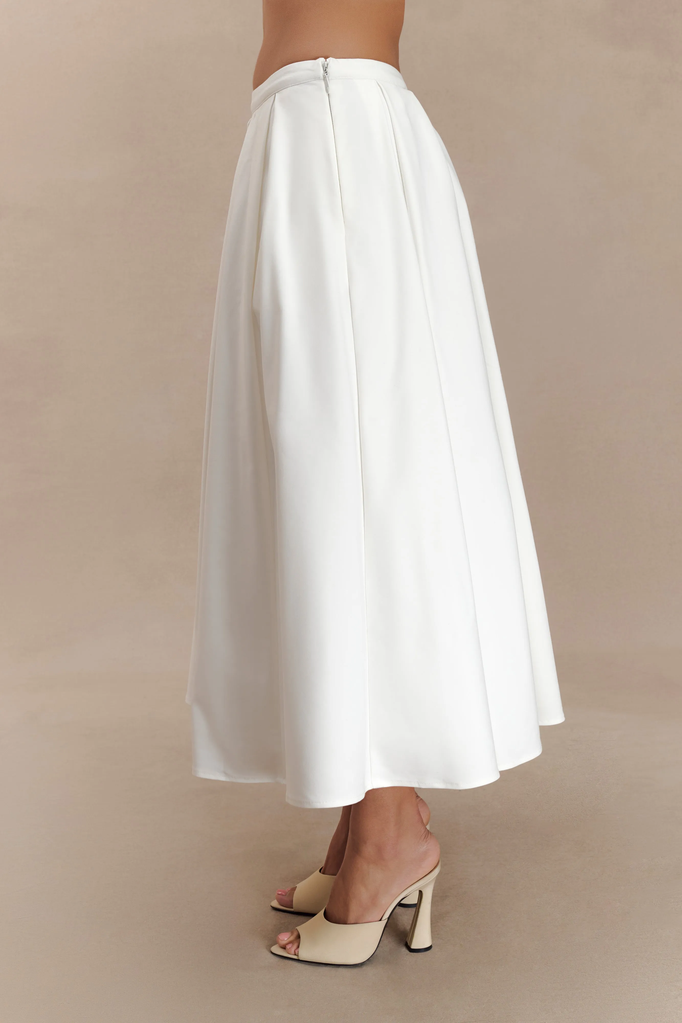 Jemima Cotton Midi Skirt - White