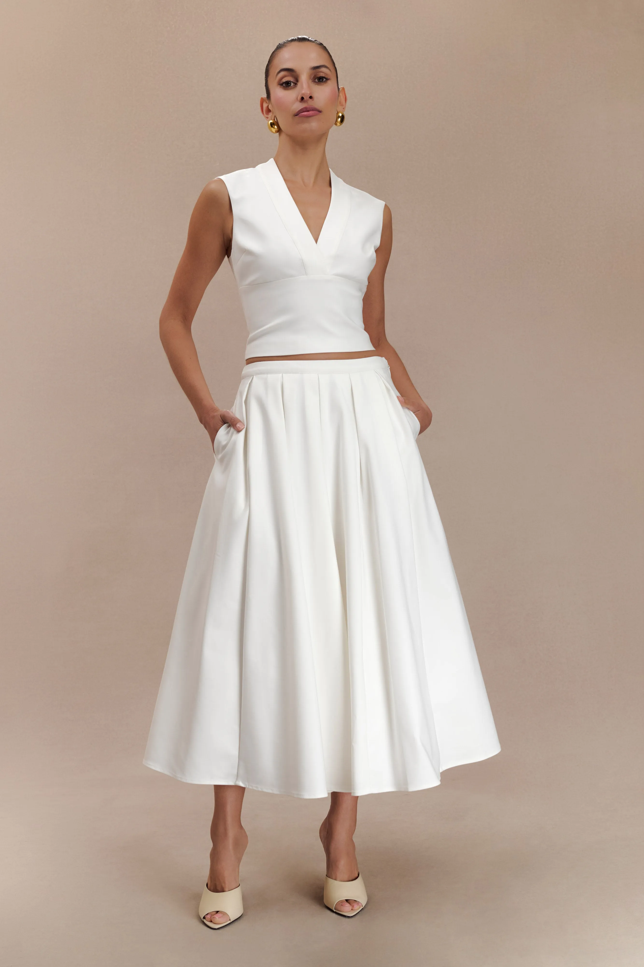 Jemima Cotton Midi Skirt - White