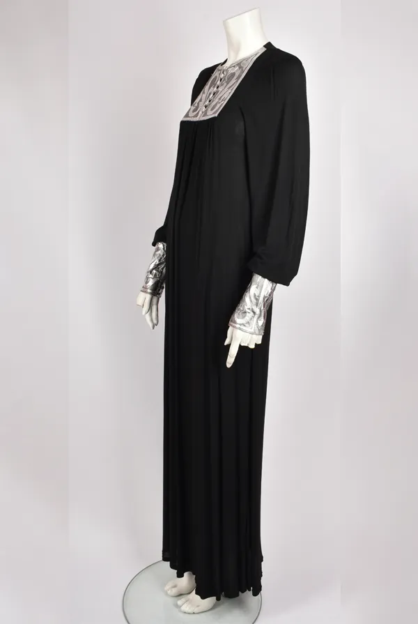 JOHN BATES BLACK AND SILVER MAXI DRESS