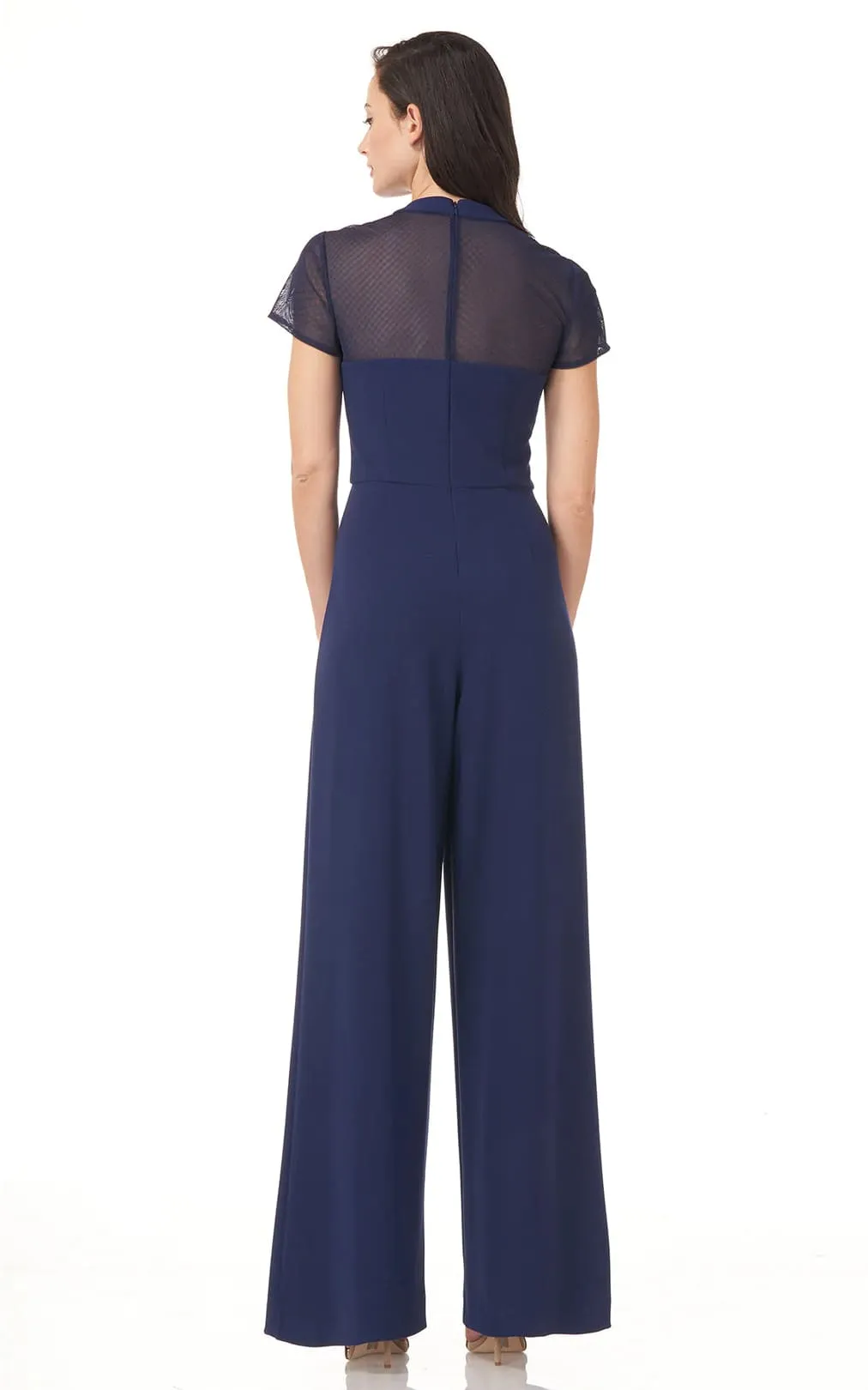 JS Collections - Crepe Bow Jumpsuit In Navy