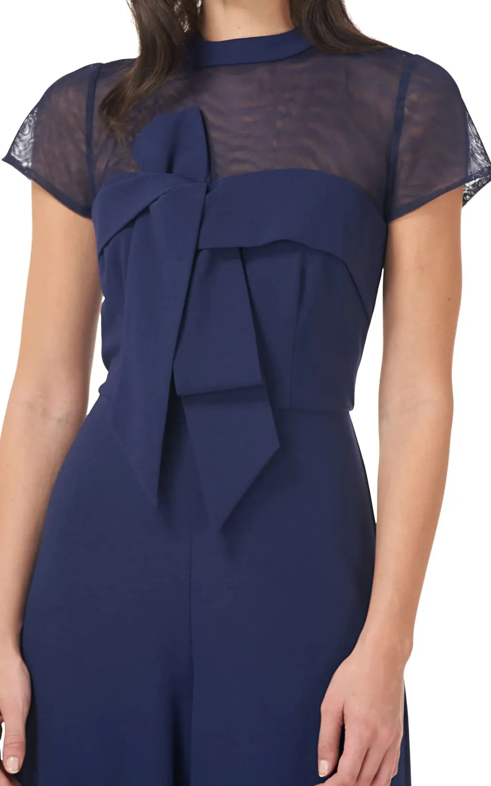 JS Collections - Crepe Bow Jumpsuit In Navy