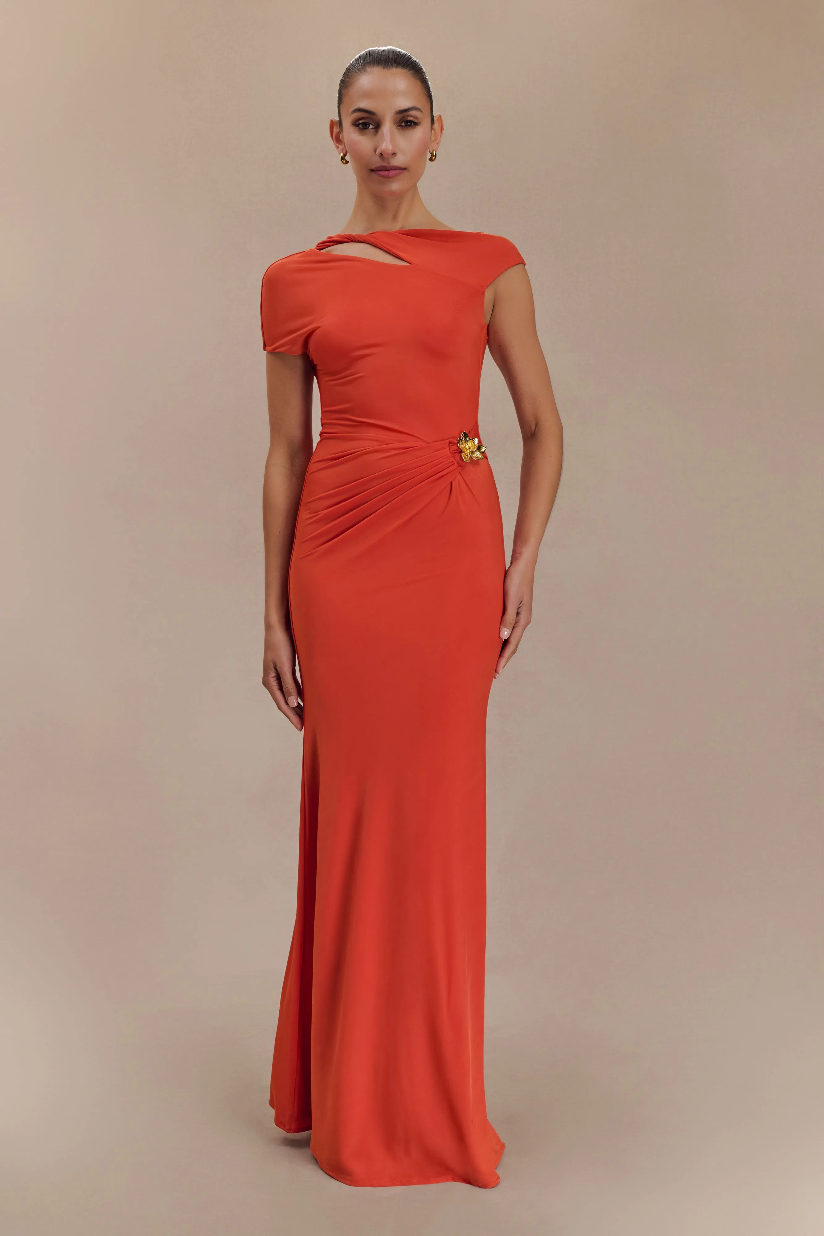 Kaida Slinky Maxi Dress With Hardware - Burnt Orange