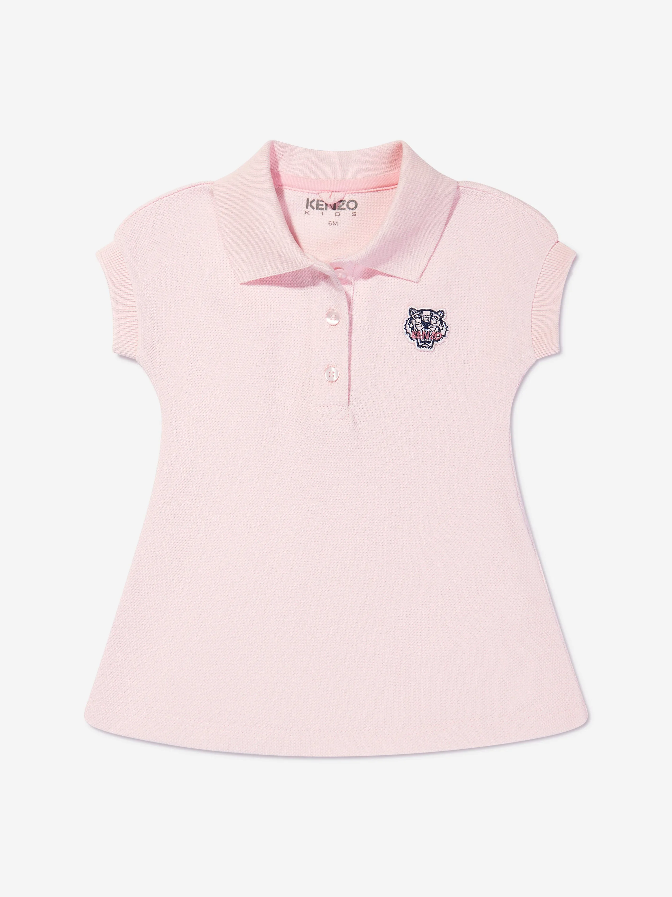 KENZO Baby Girls Organic Cotton Tiger Polo Dress in Pink