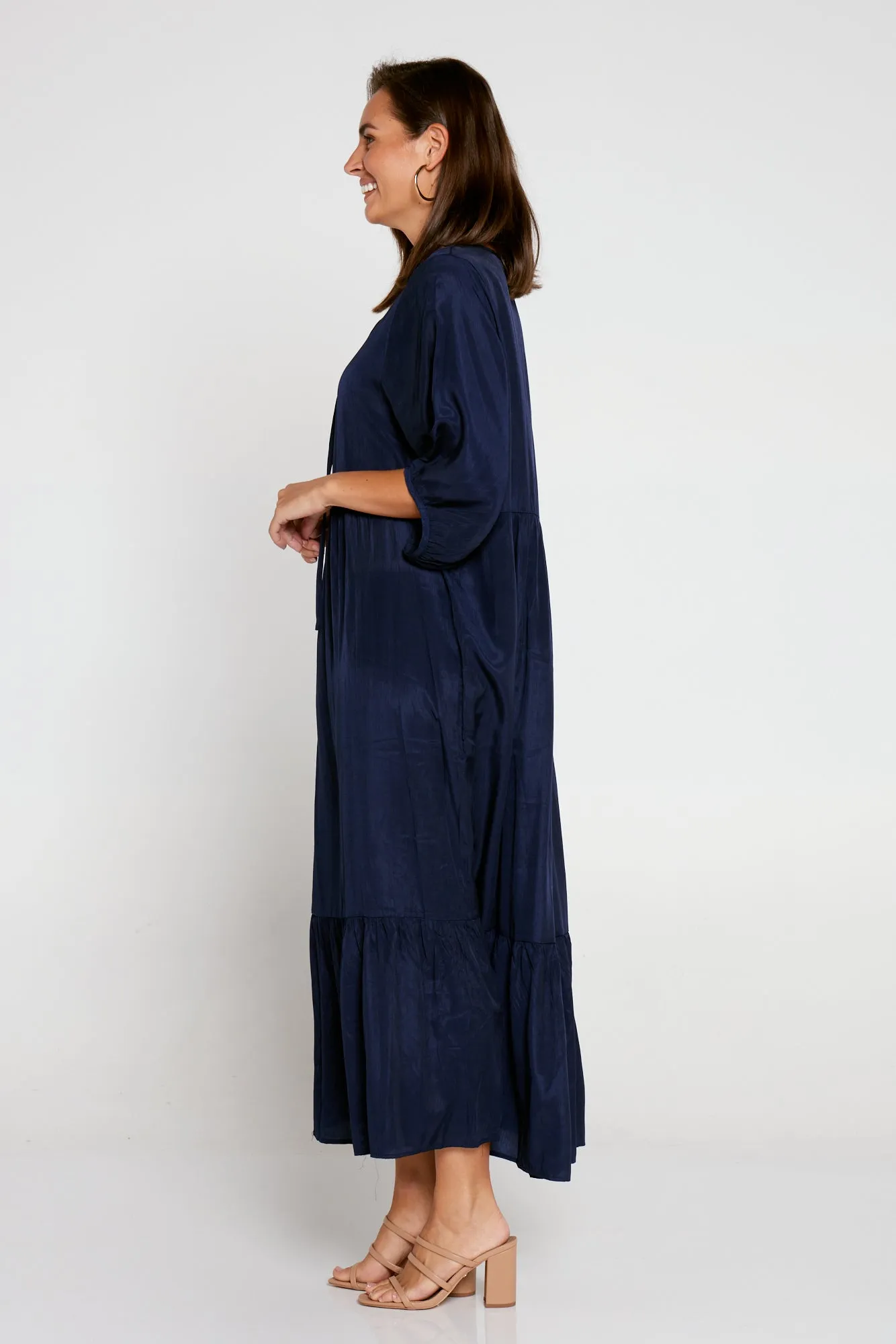 Kinsley Cotton Blend Dress - Navy