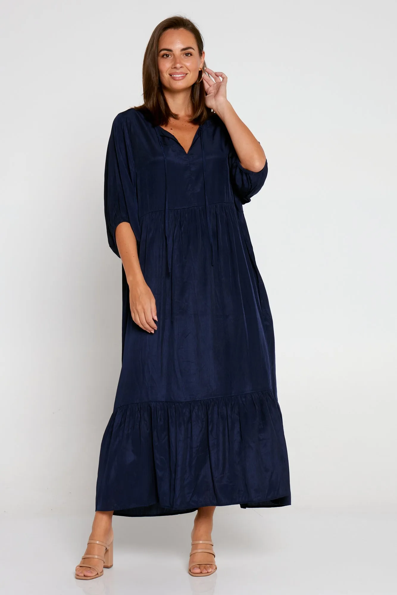 Kinsley Cotton Blend Dress - Navy