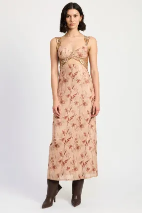 LACE CONTRAST MAXI DRESS