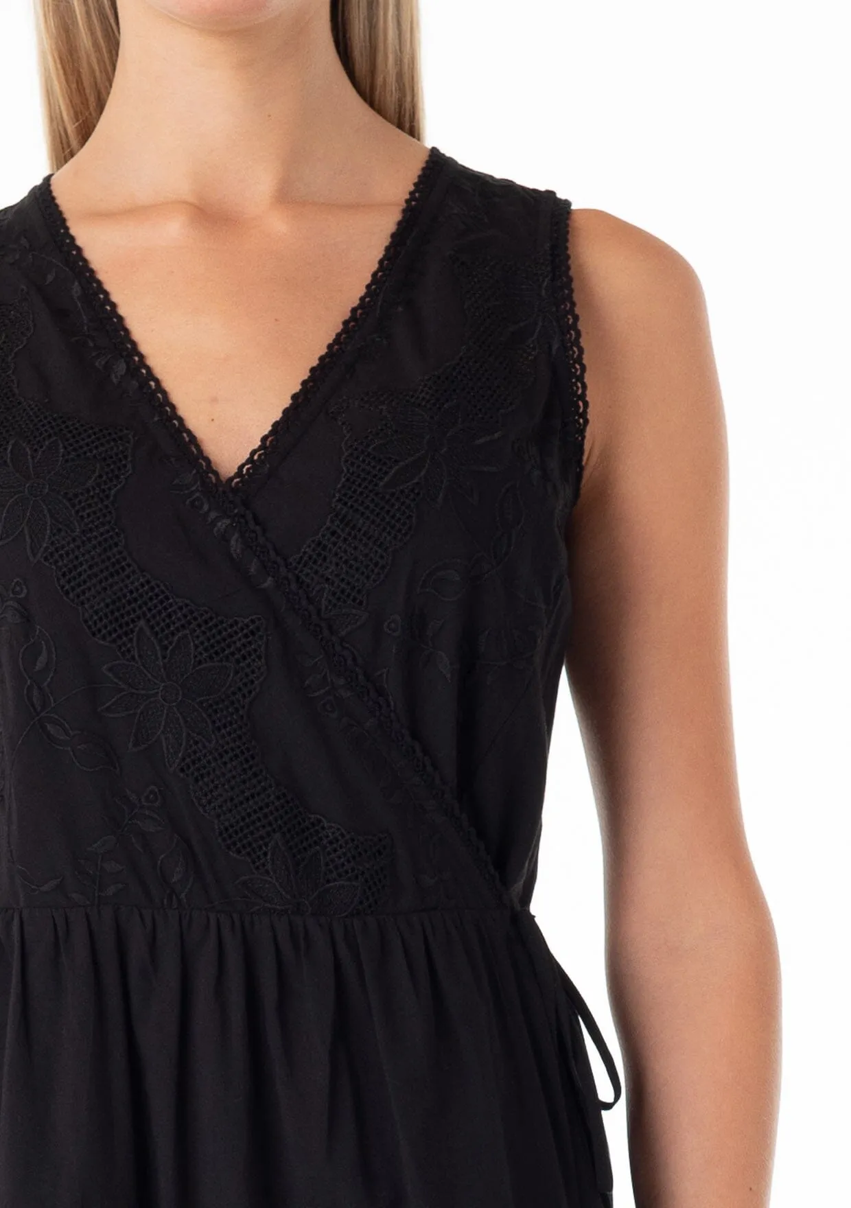 Lenore Embroidered Wrap Dress