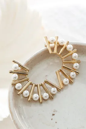 Liberty Semicircle Pearl Earrings Gold