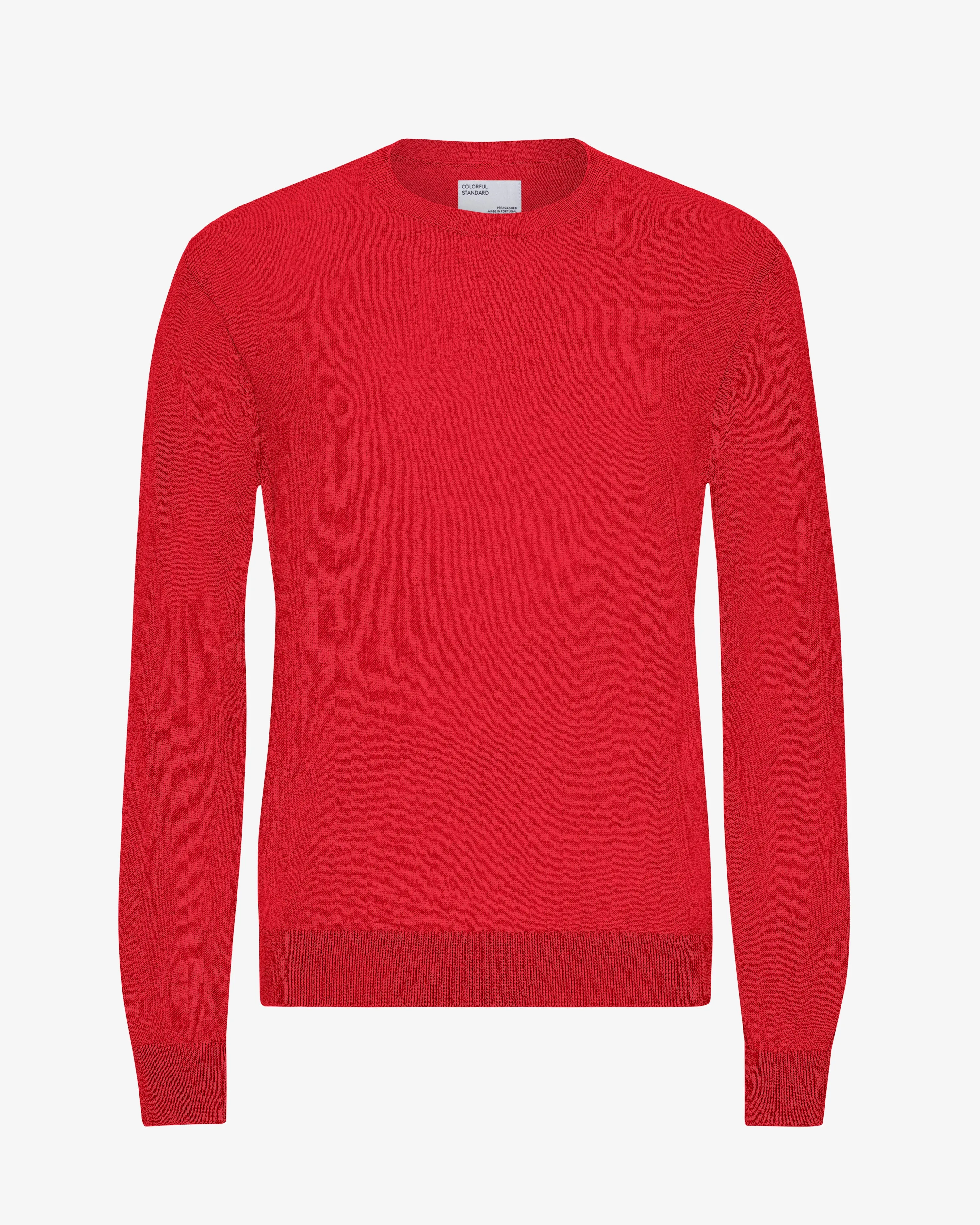 Light Merino Wool Crew - Scarlet Red