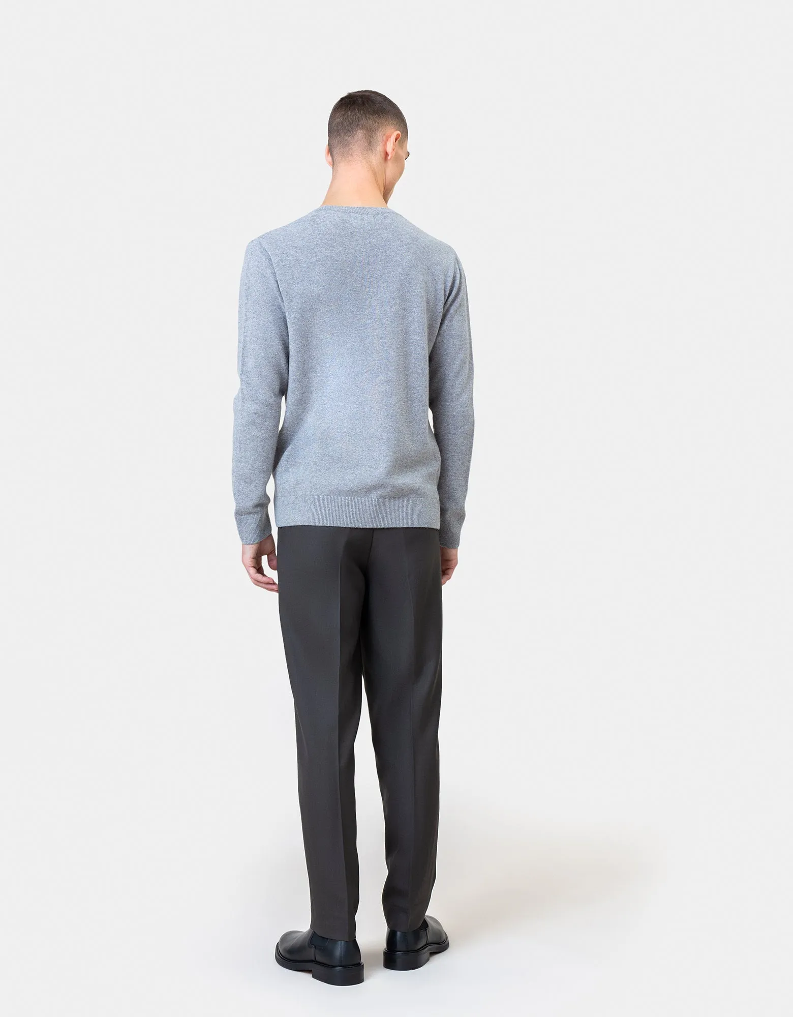 Light Merino Wool Crew - Stone Blue