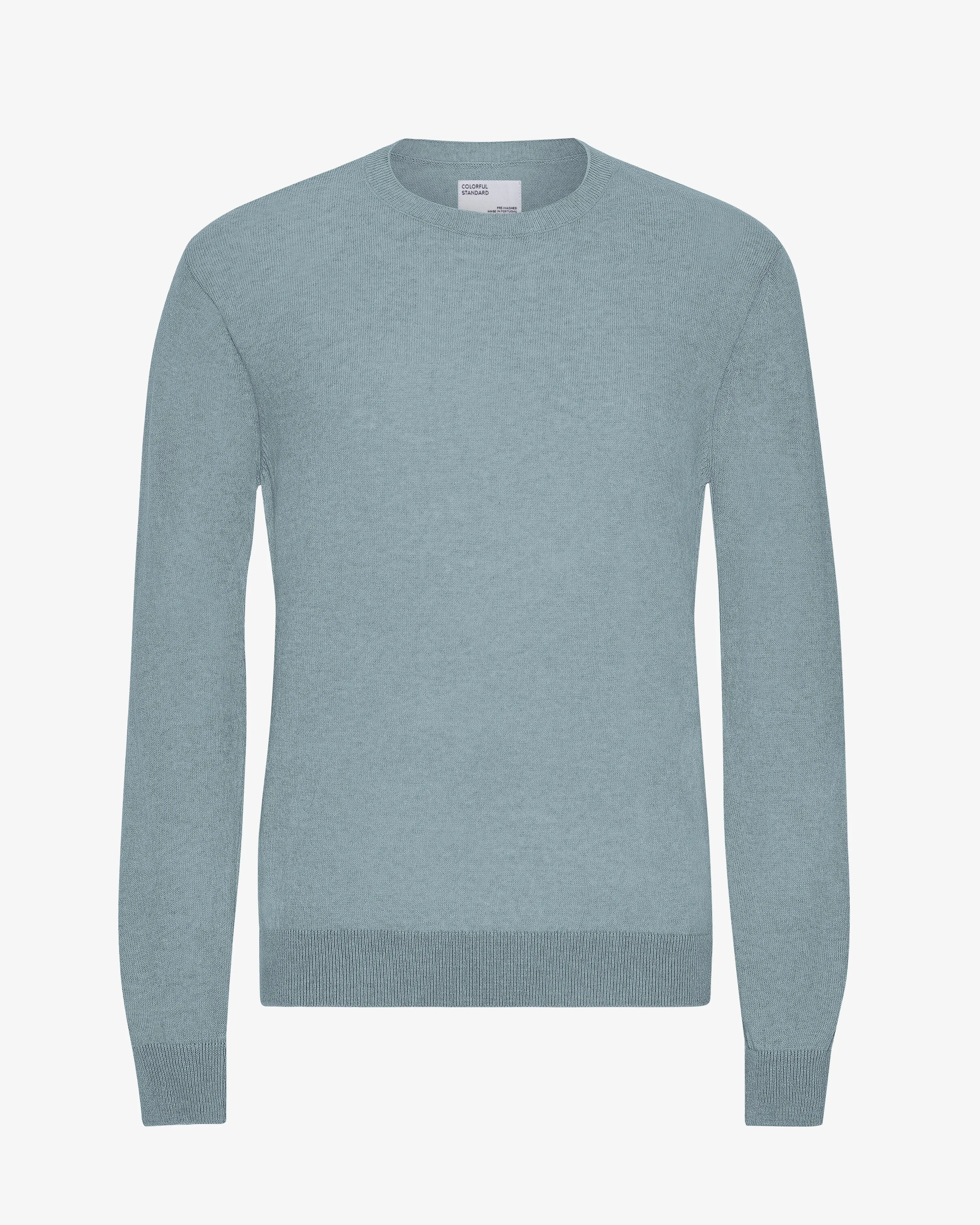 Light Merino Wool Crew - Stone Blue