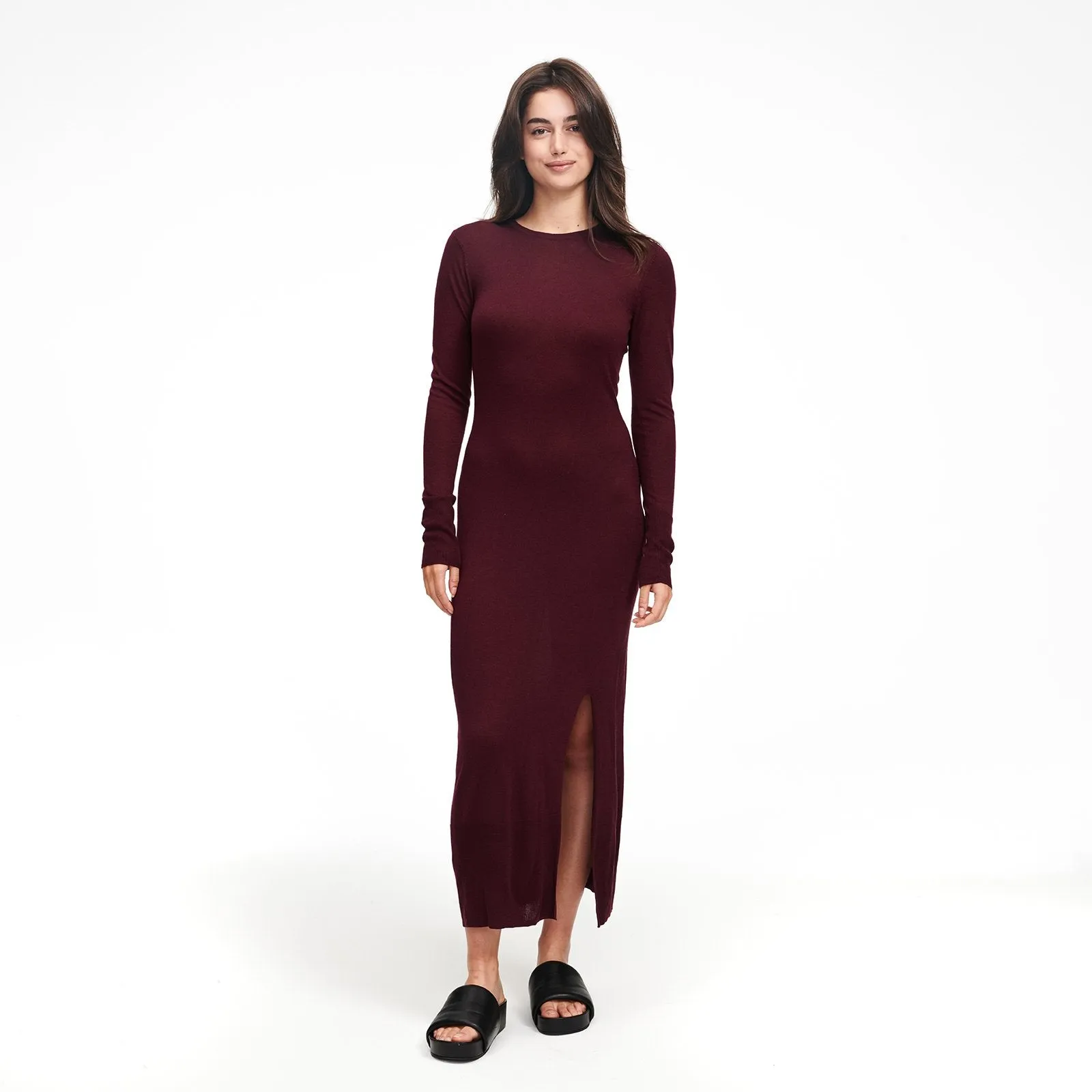 Lightweight Long Sleeve Dress with Slit