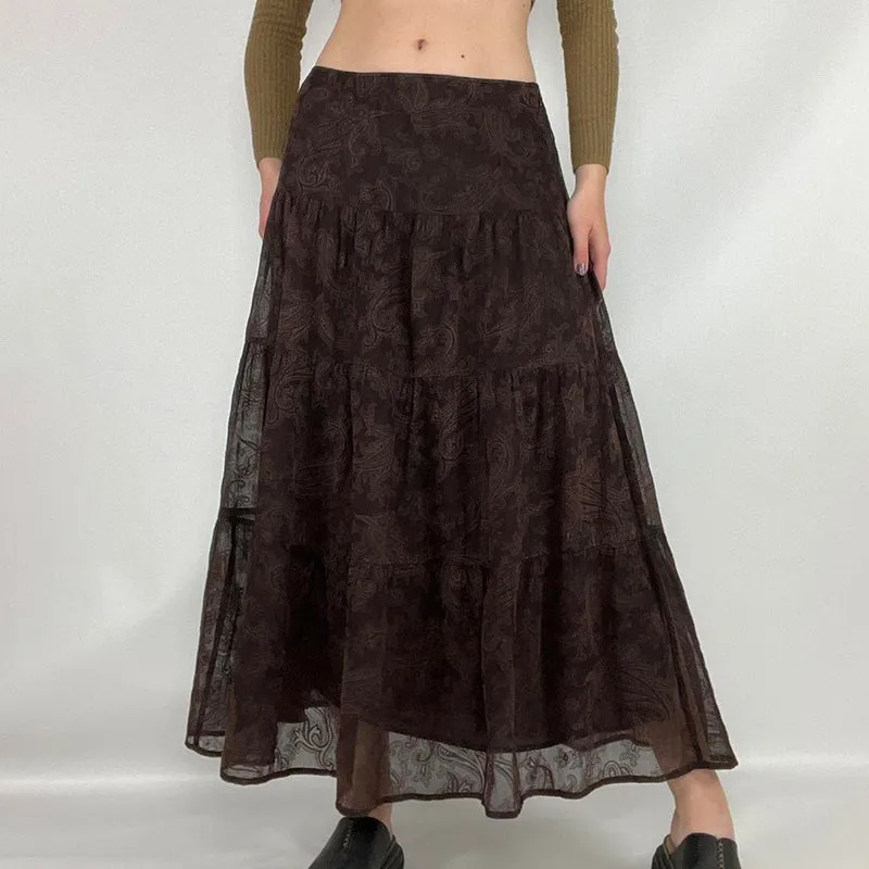 Lila Sheer Lace Midi Skirt