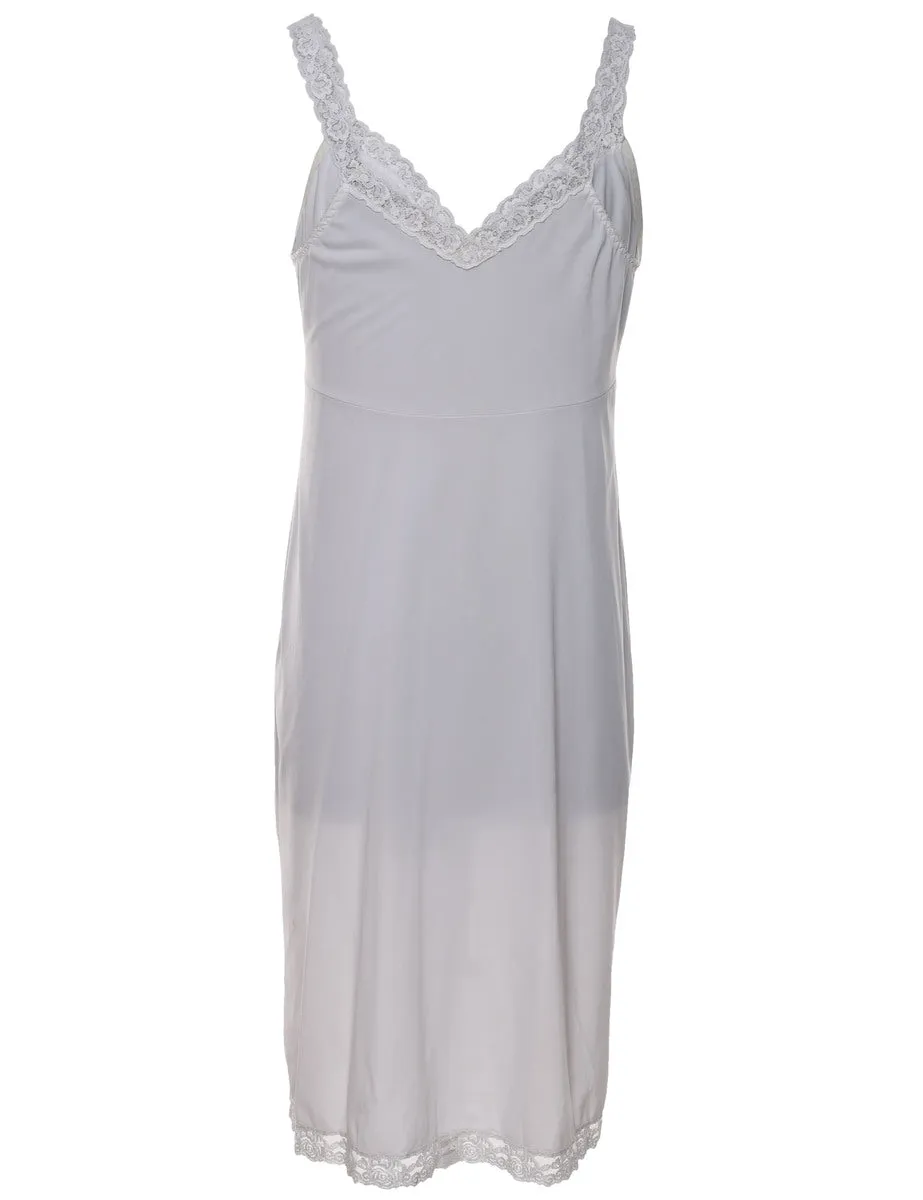 Lilac & White Lace Trim Slip Dress - M