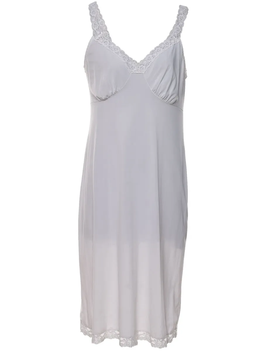 Lilac & White Lace Trim Slip Dress - M