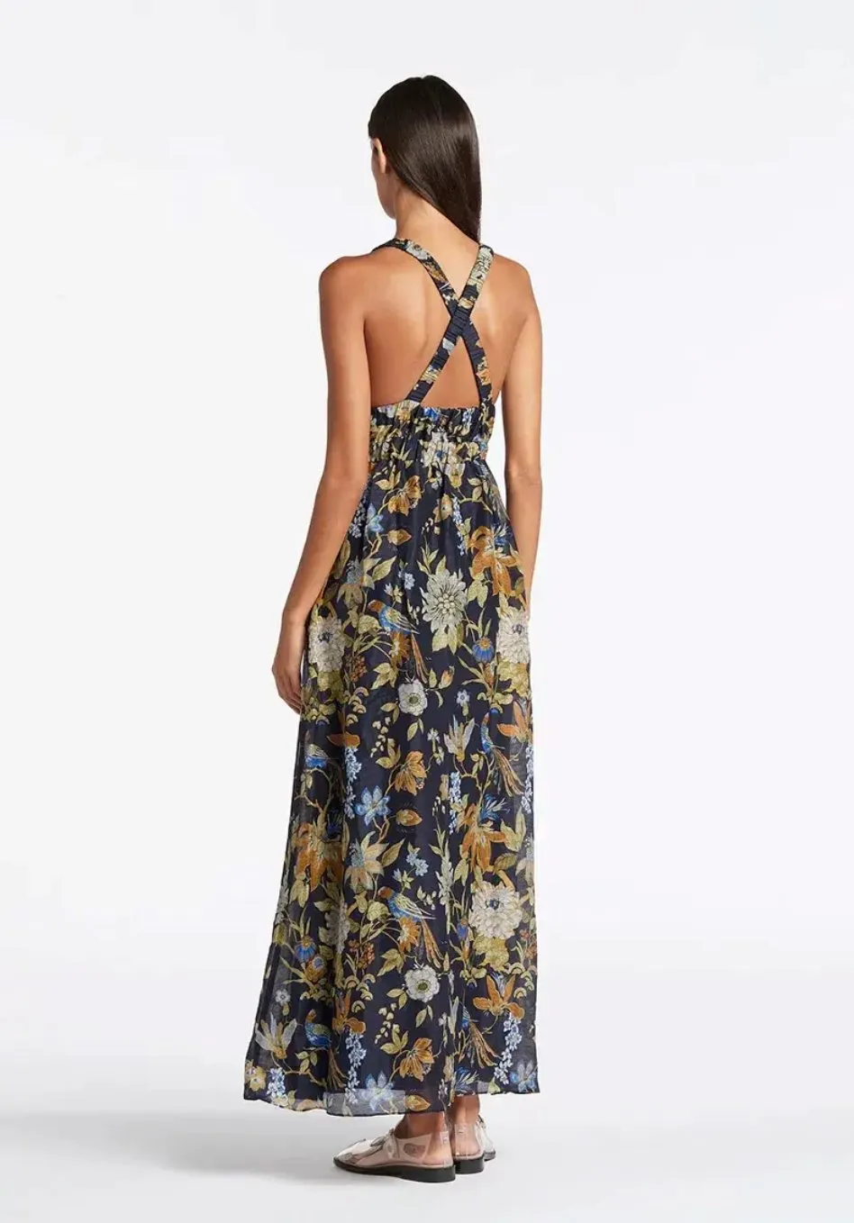 Lilian V Neck Gown In Deliah Floral Print