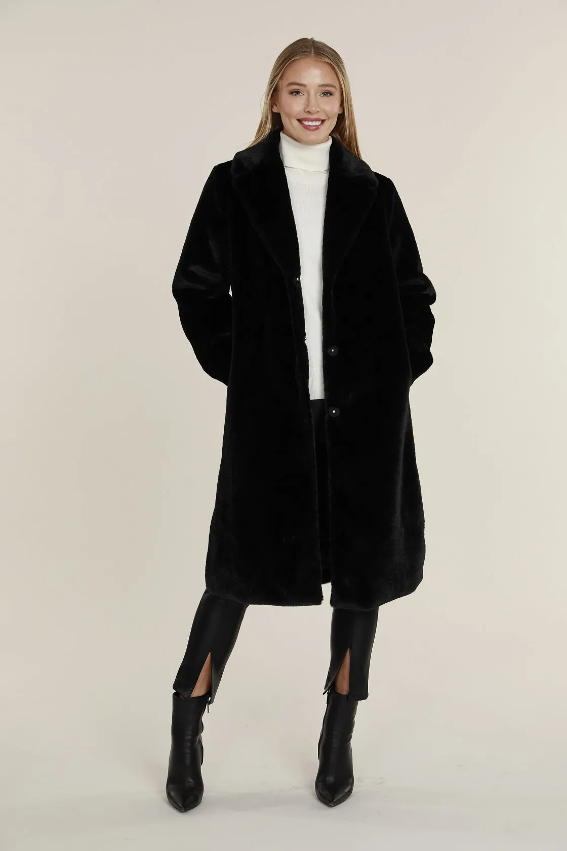 Long Faux Fur Coat⁠