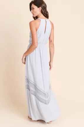 Long Maxi Dress with Crochet Trim