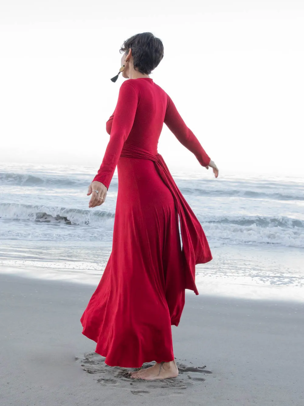 Long Sleeve Wrap Maxi Dress