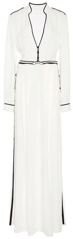 Long White Light Maxi Dress with Black Piping