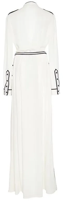 Long White Light Maxi Dress with Black Piping