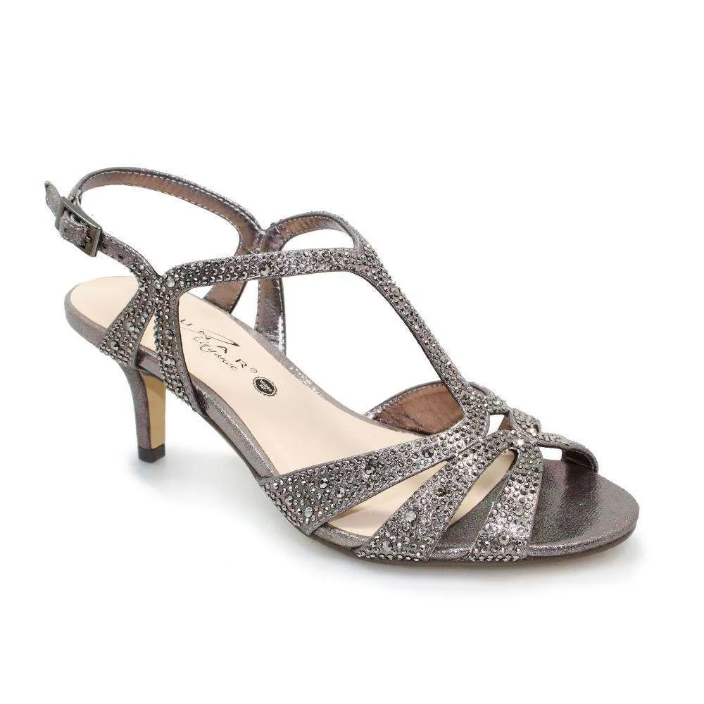 Lunar FLR524 Francie Pewter Gemstone Wide Fit Sandal