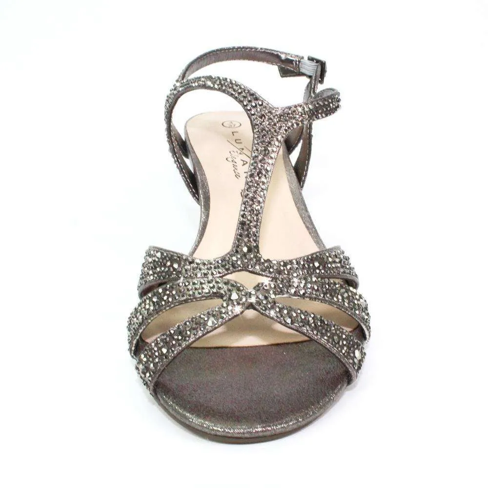 Lunar FLR524 Francie Pewter Gemstone Wide Fit Sandal