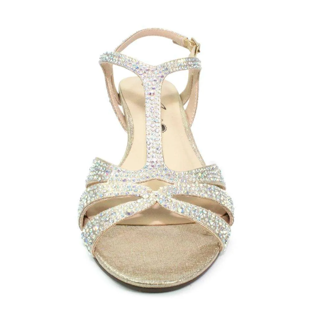 Lunar Francie FLH524 Gold Gemstone Wide Fit Sandal