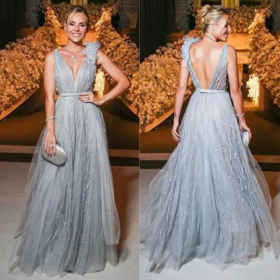 Luxury Tulle Wedding Party Dresses for Women Open Back Prom Party Dress     fg3950