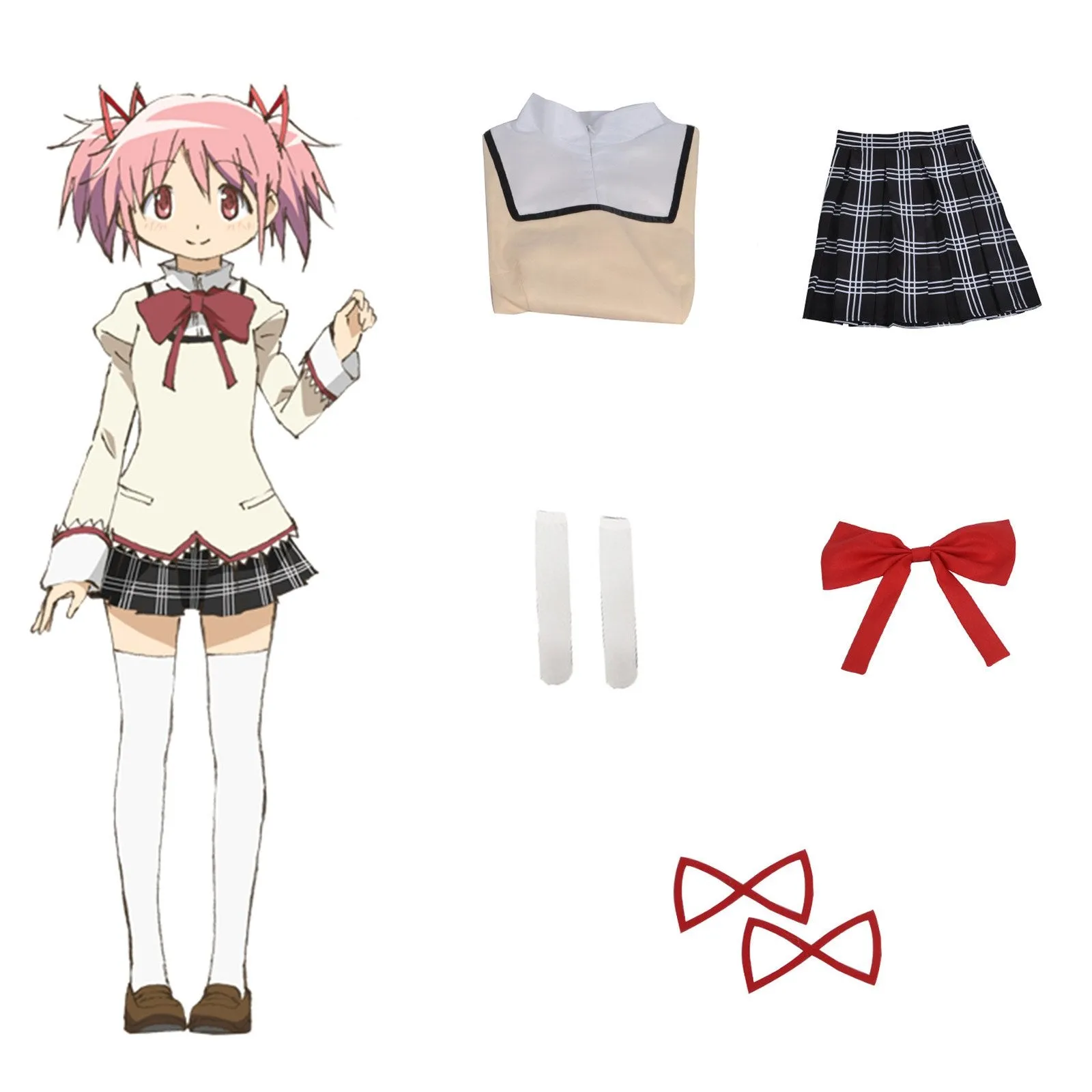 Madoka Magica Kaname Cosplay Costume Uniform Dress