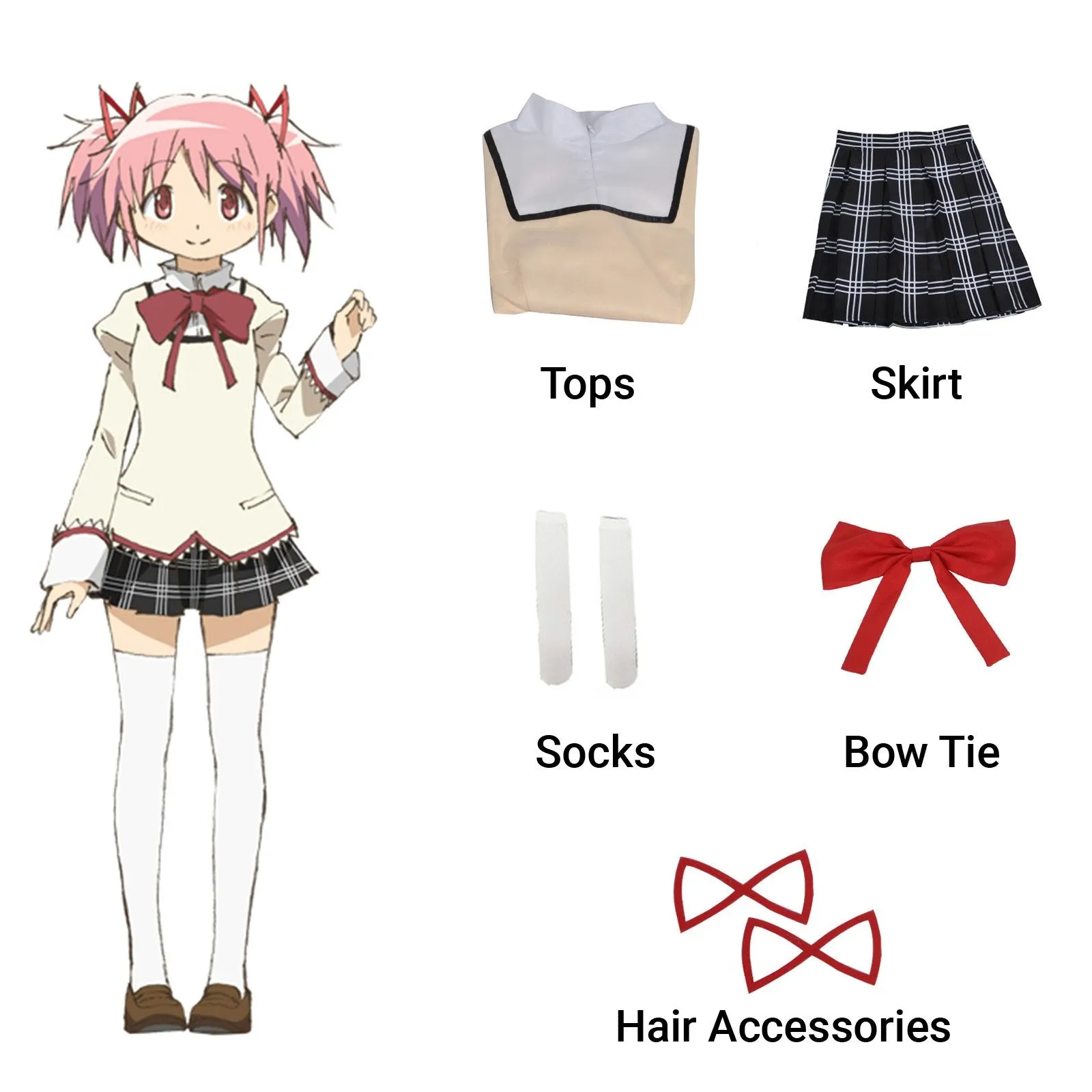 Madoka Magica Kaname Cosplay Costume Uniform Dress