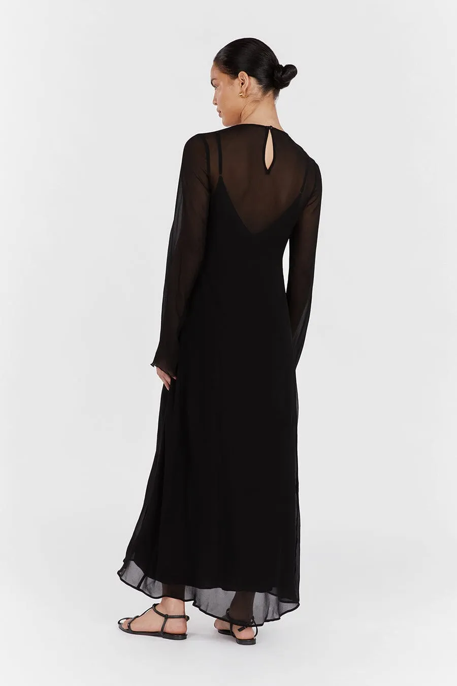 MARI BLACK LONG SLEEVED DRESS