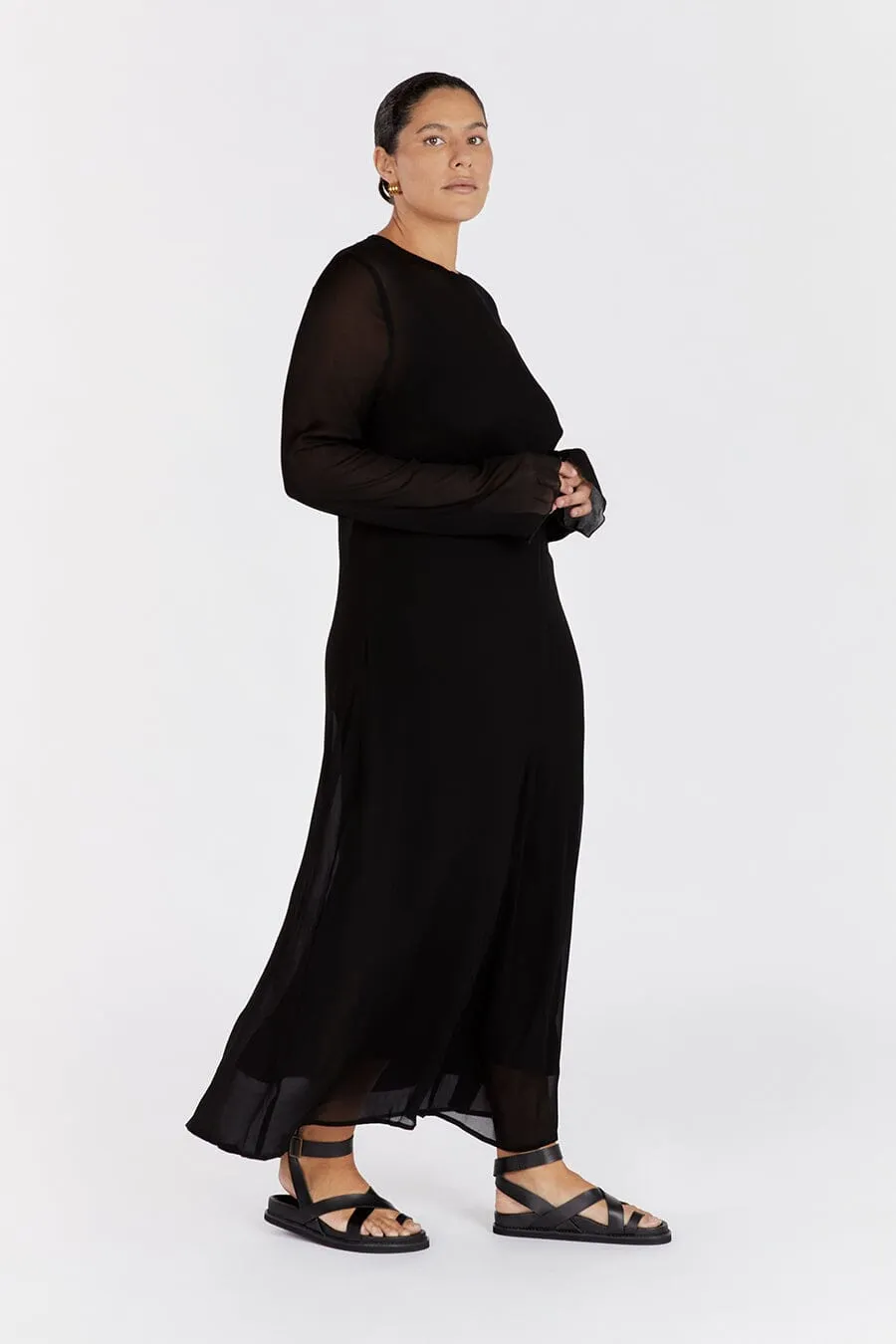 MARI BLACK LONG SLEEVED DRESS