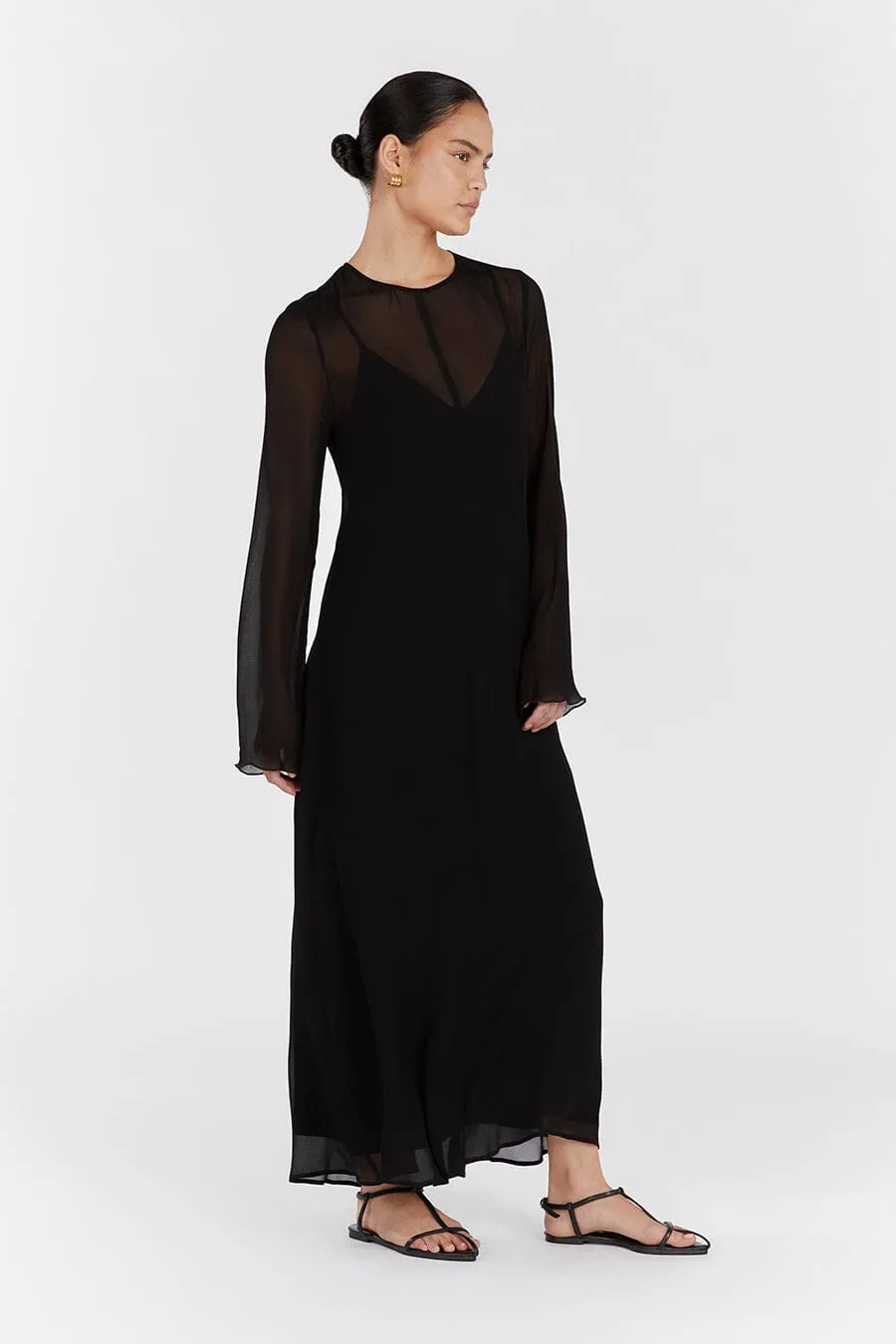 MARI BLACK LONG SLEEVED DRESS