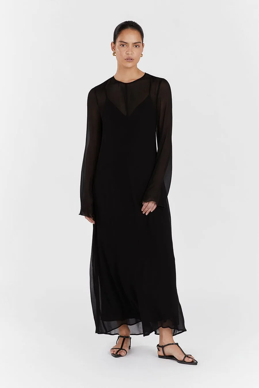 MARI BLACK LONG SLEEVED DRESS