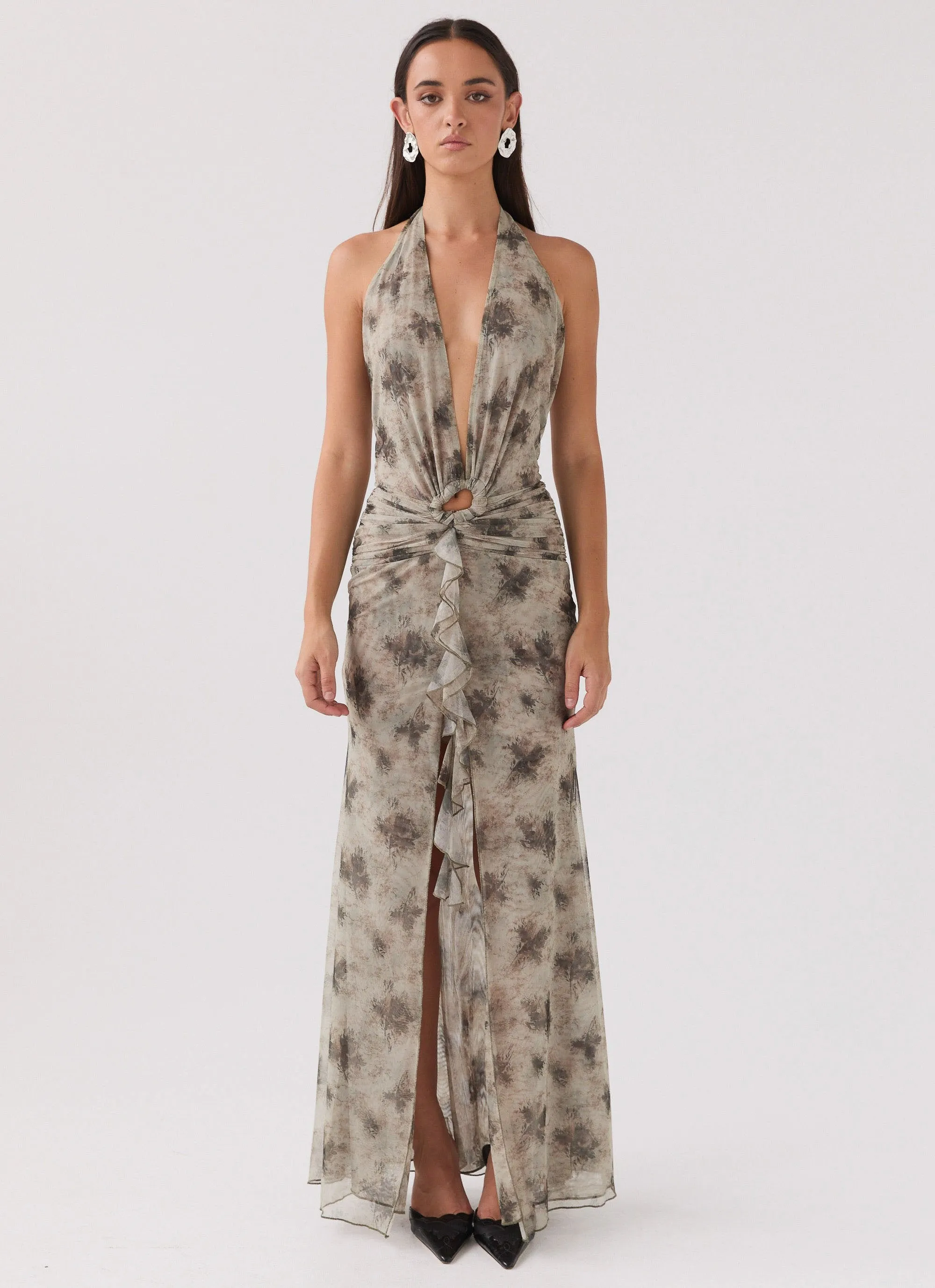 Matilda Halterneck Maxi Dress - Sage Smoke