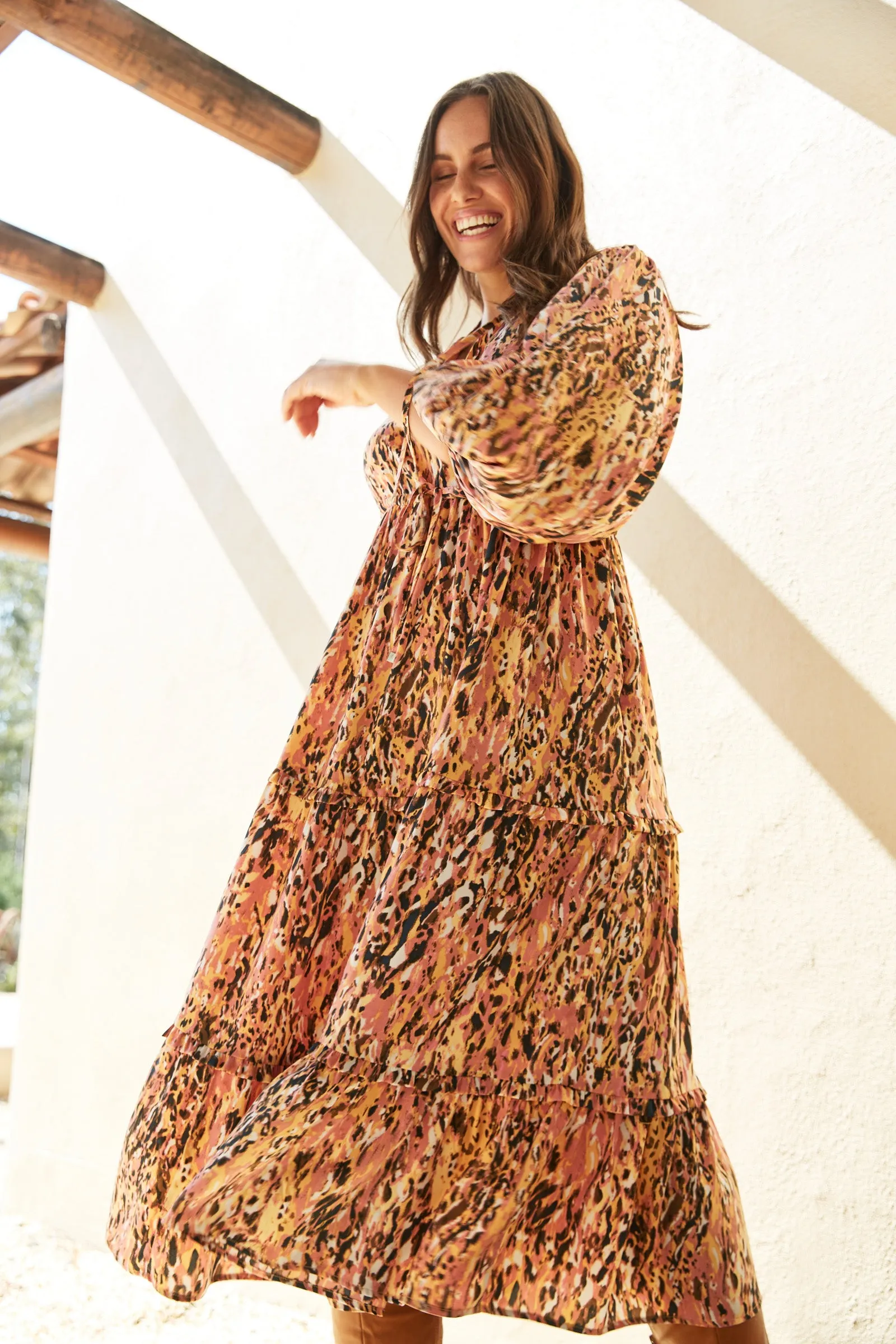 Mayan Tiered Maxi - Ochre