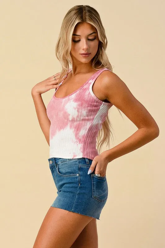 Medium Pink Tie Dye Scoop Tank