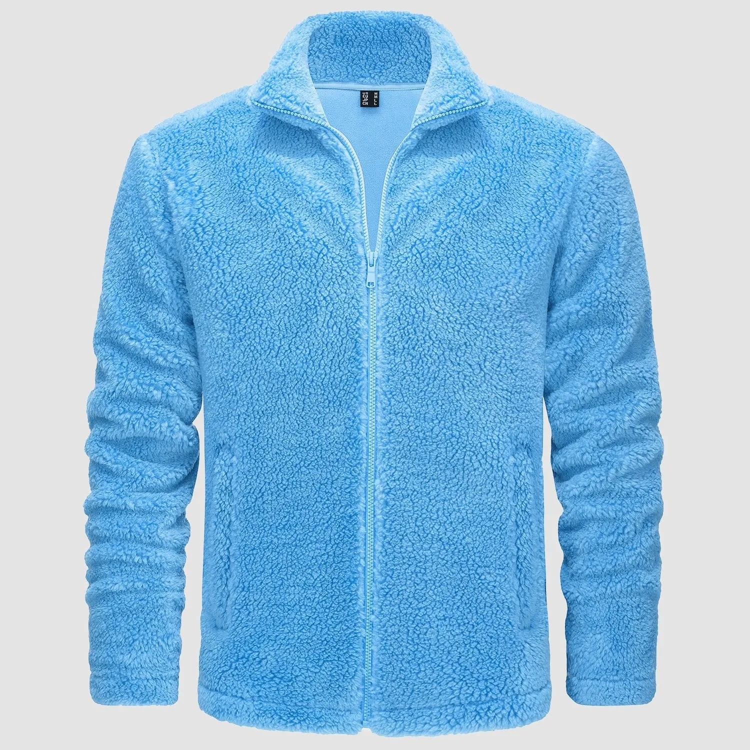 Men's Fluffy Sherpa Fleece Jacket Full Zip Casual Winter Outwear