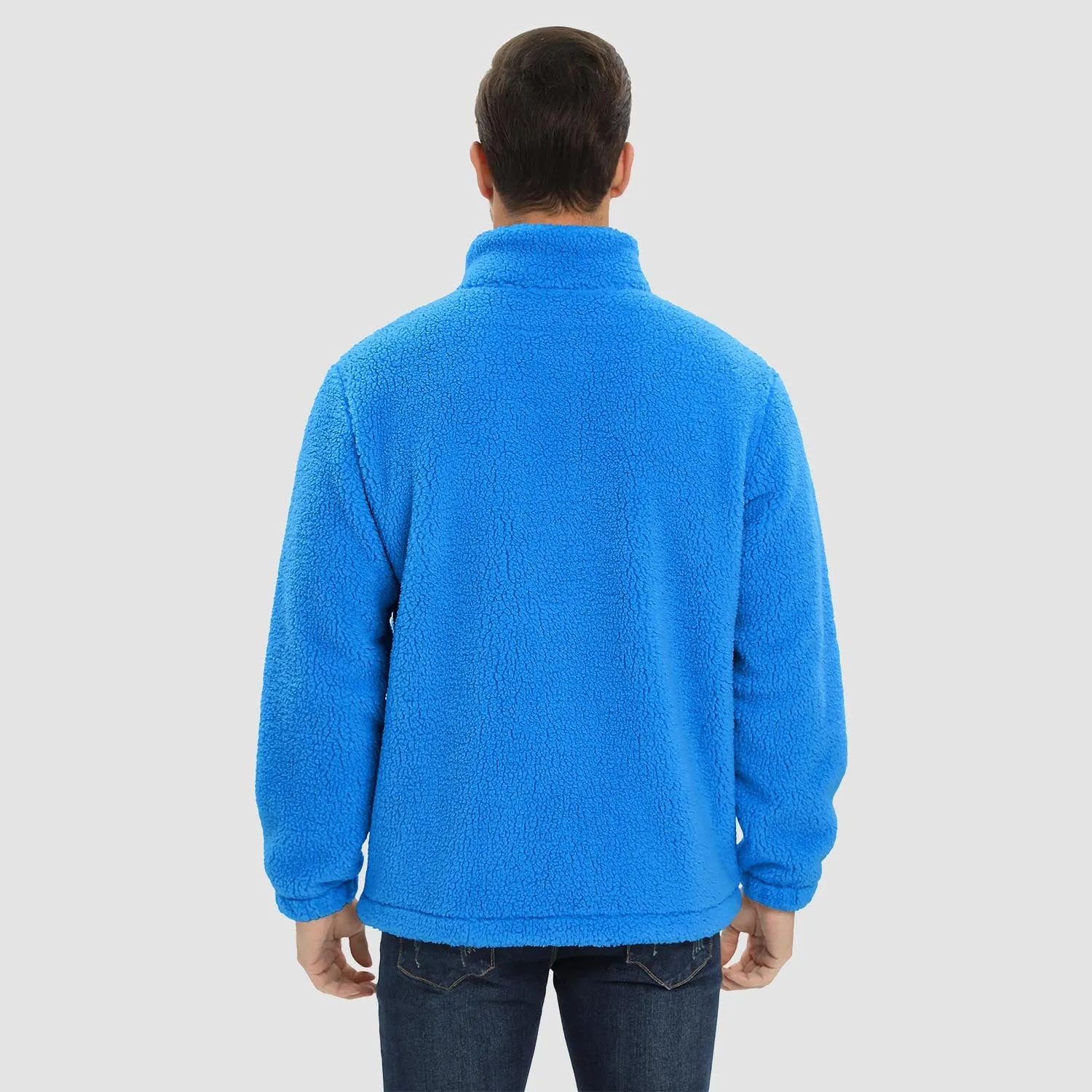 Men's Fluffy Sherpa Fleece Jacket Full Zip Casual Winter Outwear