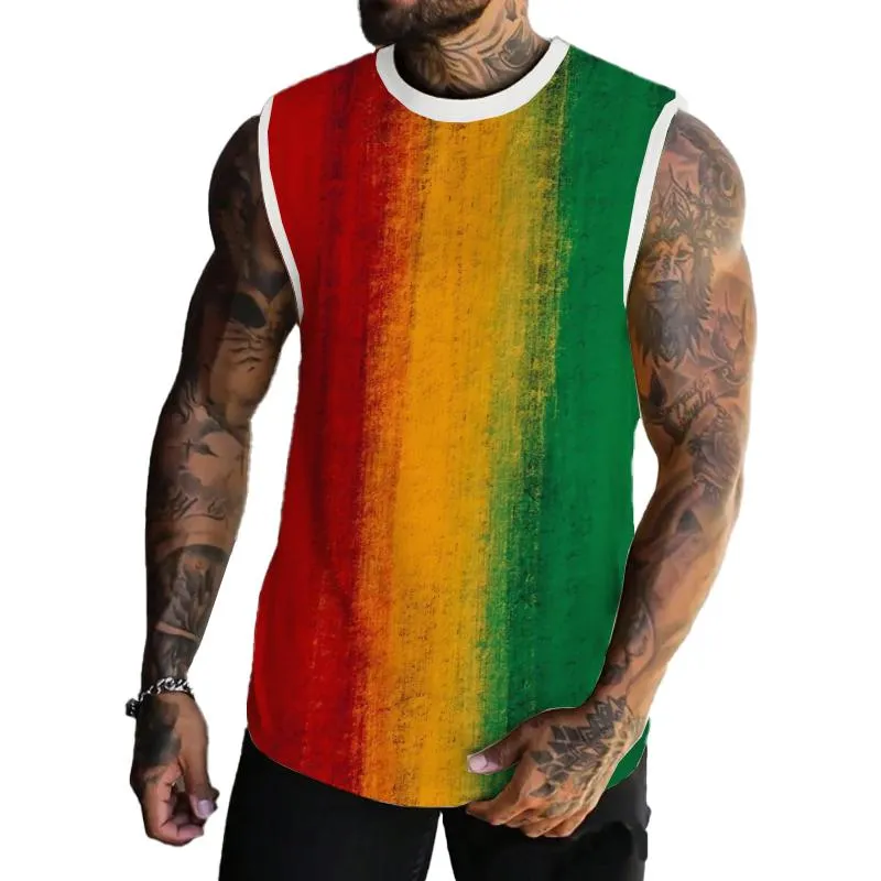 Men's Reggae Color Printed Casual Tank 56044412L