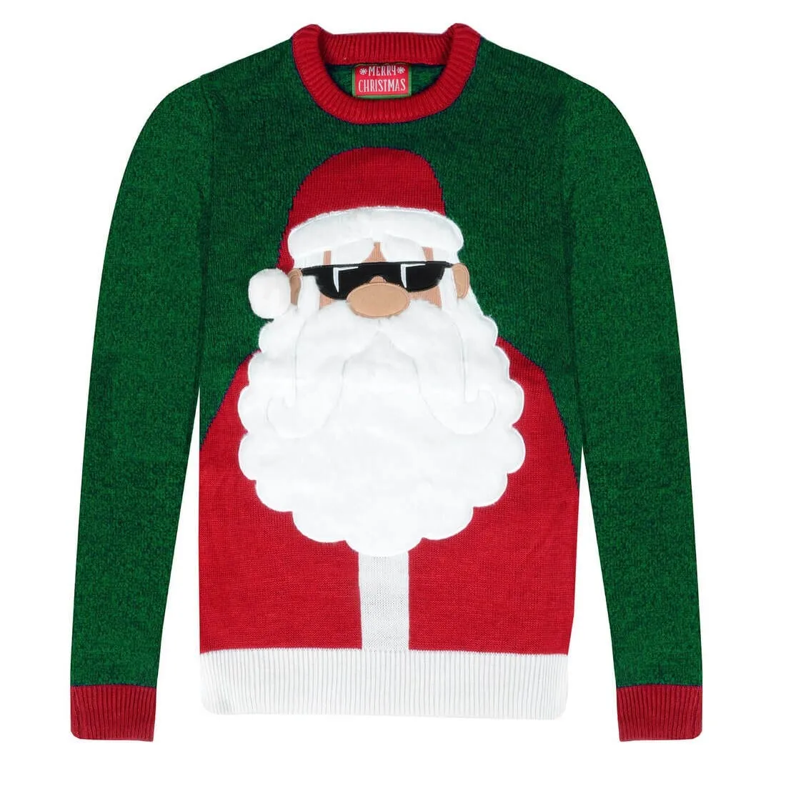 Mens Santa Sunglasses Christmas Jumper Novelty Sweater Knit