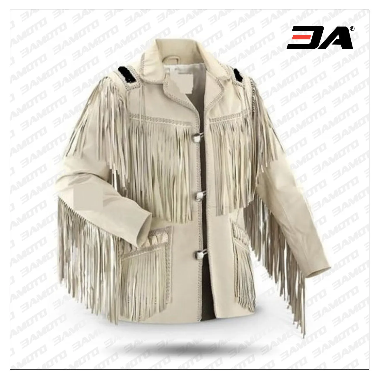 Men's White Leather Western Jacket Coat Style Leather Jacket