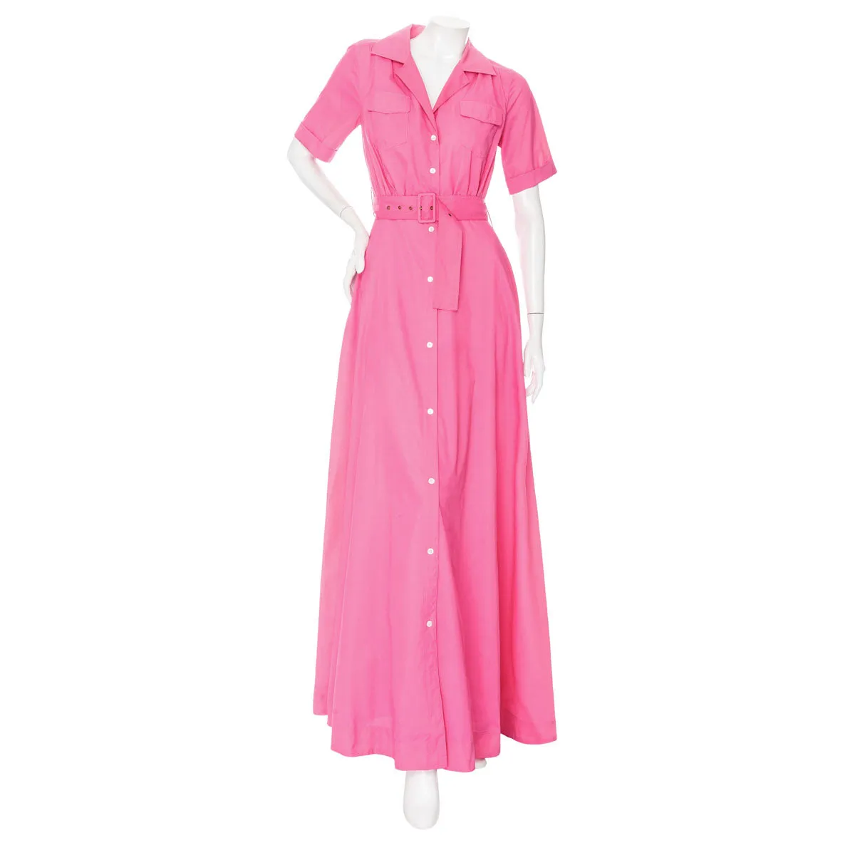 Millie Magenta Nylon Maxi Shirt Dress