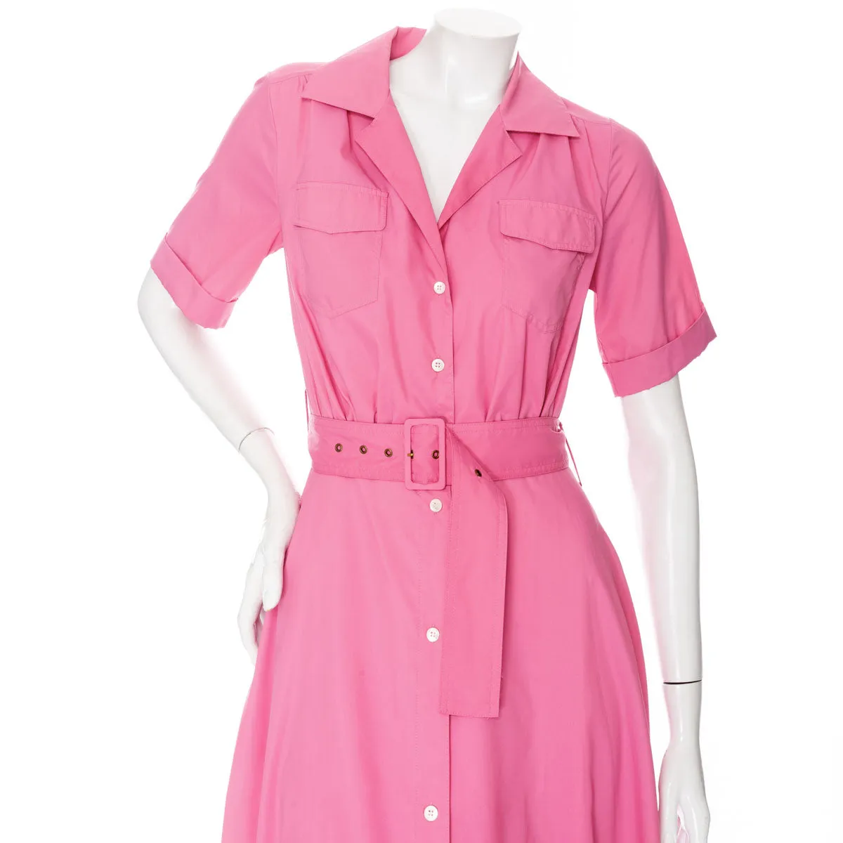 Millie Magenta Nylon Maxi Shirt Dress