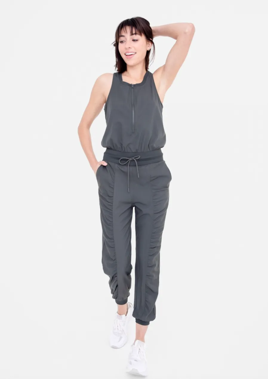 MOB Half Zip Active Jumpsuit-Olive